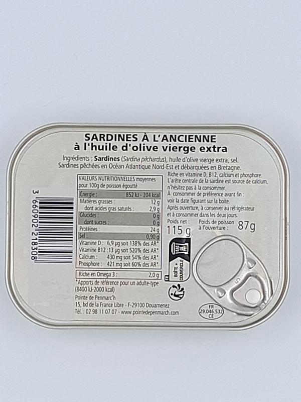 Pointe de Penmarc'h - Sardines à l'huile d'olive Collector Joyeux Anniversaire Ingrédients Valeurs nutritionnelles Pointe de Penmarc'h - Sardines à l'huile d'olive Collector Joyeux Anniversaire Ingrédients Valeurs nutritionnelles